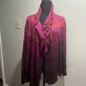 Ruby Rd. Women's Pink and Purple Sweater with Fringe